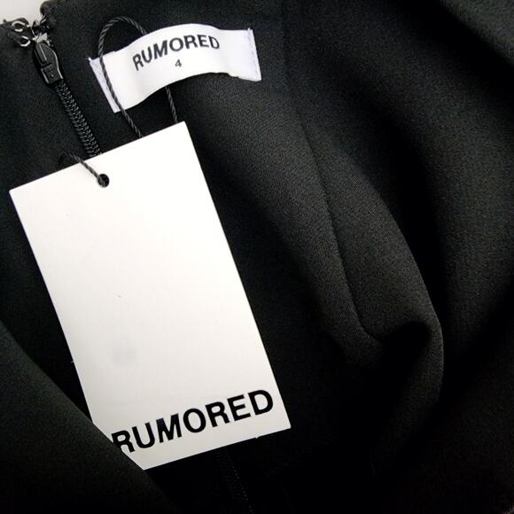 Rumored Twiggy Mini Dress Black Square Neck Stretch Knit Bodycon LBD NWT Size 4 - Picture 8 of 10